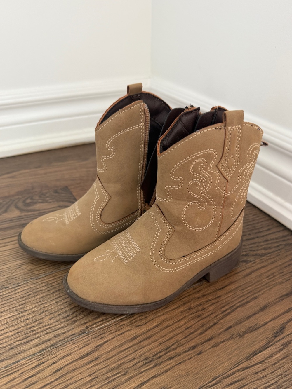 Kids Girls Tan Cowboy Boots size 7T - Classic Western Style